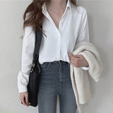 Kukombo New 2022 Women Autumn Winter Blouse Shirts Casual Oversized Elegant Solid Fashionable Office Lady Wild Tops BL3277
