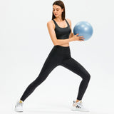 Christmas Gift High Rise Workout Yoga Set Women Matte Coated Faux Leather Leggings Squat Proof Back Waist Pant Sports Bra Workout Clothing