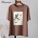 Christmas Gift Hirsionsan Gothic Graphic T Shirt Women 2021 Summer New Oversized Cotton Tees Casual Aesthetic Character Printed O Neck Tops