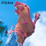 Christmas Gift  2022 Women shoes Gladiator sandals high heels Sandals Summer Party Dress shoes cross strap Lace-up Pumps size 41