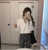 Kukombo New 2022 Women Autumn Winter Blouse Shirts Casual Oversized Elegant Solid Fashionable Office Lady Wild Tops BL3277