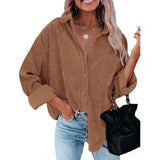 Christmas Gift Autumn Corduroy Jacket Woman Long Shirt Jacket Women Button Coat Jackets Women Fashion Overshirt Loose Coat Female 2021