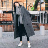 Christmas Gift Woman Long Coat Plaid Striped Woolen Coat Korean Preppy Style Streetwear Commuter 2021 Fashion Winter Warmth Women Thick Coat