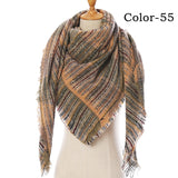 Christmas Gift 2021 New Winter Knitted Scarf Cashmere Pashmina Women Warm Neck Scarves Shawls Plaid Wraps Triangle Stoles Lady Bandana