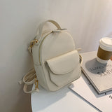 Kukombo Solid Women Pu Leather Backpack School Bag Travel 2022 New Simple Fashion Daily Bags Women's Shoulder Bags Backpacks Female Tote