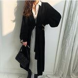 Christmas Gift  New 2021 Women's Autumn Winter Sweaters Elegant Lady Cardigans Oversized Fashionable Lace Up Long Knitwears SWC3517
