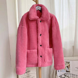 Christmas Gift 2021 Winter Thicken Warm Teddy Fur Jacket Coat Women Casual Fashion Lamb Faux Fur Overcoat Fluffy Cozy Loose Outerwear Female