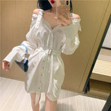 Kukombo Summer Vintage Shirts Strapless Women Blouse Black Tops With Belt Casual Long Shirts Off The Shoulder Top Shirt