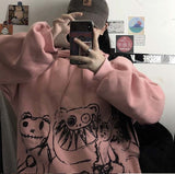 Kukombo Black Friday Sales Kawaii Anime Winter Women Hoodie Cute Cartoon Long Sleeve Casual Hoodie Oversized Sweatshirt Harajuku Tops Fashion Pullover
