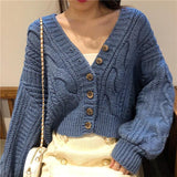 Christmas Gift Solid color Knitted Sweater Women 2021 Autumn Female Casual Long Sleeve Single Breasted V neck Cardigan Sweaters Coat