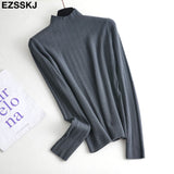 Christmas Gift Basic Slim soft Pure color high neck Sweater pullovers For Women Casual Long Sleeve chic bottom Sweater Female Jumpers top