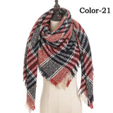 Christmas Gift 2021 New Winter Knitted Scarf Cashmere Pashmina Women Warm Neck Scarves Shawls Plaid Wraps Triangle Stoles Lady Bandana