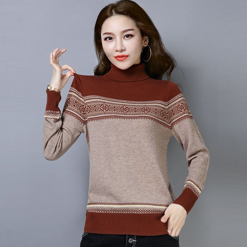 Christmas Gift New Autumn Women Knitted Sweater Pullover Cashmere Turtleneck Sweater Long Sleeve Casual Sweater Female Jumper Pull Femme P216