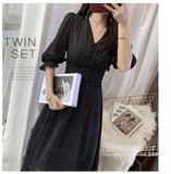 Kukombo Summer Women Printed Ruffles Dress Lady V-Neck Short Sleeve Chiffon Dress Female High Waist A-Line Vestidos