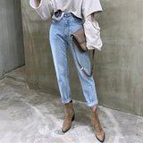Christmas Gift BGTEEVER Vintage High Waist Straight Jeans Pant for Women Streetwear Loose Female Denim Jeans Buttons Zipper Ladies trouser 2021