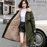 Christmas Gift 2021 winter new cotton clothes women's middle and long knee over Korean loose cotton jacket tooling Plush windbreaker