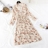 Christmas Gift 2021 Spring and Autumn New Style Floral-Print Chiffon Dress Women's French Vintage Base Dress Fairy Immortal Dress