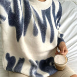 Christmas Gift Aproms Green Stripes Print Oversized Sweaters Women Winter Korean Fashion Long Pullovers Christmas Streetwear Loose Outwear 2022
