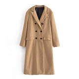 Kukombo Women Autumn New Double Breasted Jacket Overcoat Vintage Long Sleeve Female Outerwear Chic Tops