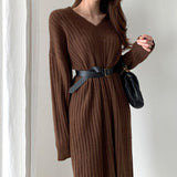 Kukombo 2022 New Autumn Sweater Women Dress Winter Long Sleeve Sweaters Knitted Dresses Womens Loose Maxi Oversize Knitting Robe Vestido