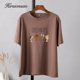 Christmas Gift Hirsionsan Gothic Character Printed T Shirt Women Harajuku Soft Summer Cotton Tshirt Korean Loose Tees Ins Casual Female Tops