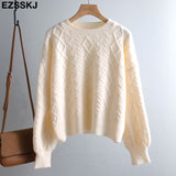 Christmas Gift Autumn Winter basic oversize thick Sweater pullovers Women 2021 croped Coarse Needle Sweater pullovers female Long Sleeve