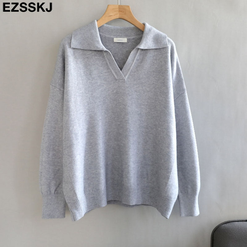 Christmas Gift polo collar Autumn Winter Sweater pullovers Women 2021 loose thick cashmere Sweater Pullover women oversize sweater jumper