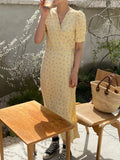 Kukombo Summer Dress Soft V-neck Floral Print Ladies Midi Dress Short Sleeve Lace-up Slim Waist Female Dress Women Vestidos