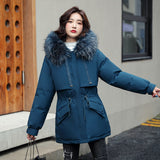 Christmas Gift 2021 New Winter Jacket Artificial Fur Collar Women Jacket Parkas Plus Velvet Thick Overcoat Female Long Coats Outwear Plus Size