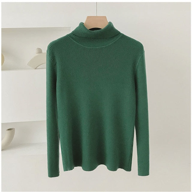 Christmas Gift 2021 Knitted Women turtleneck Sweater Pullovers spring Autumn Basic Women high neck Sweaters Pullover Slim female cheap top