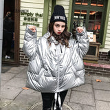 Christmas Gift Winter Fashion Glossy Bright Down Parka Women's Hooded Coat Female Zip Jacket Large Size Loose Warm Thick Parka Women Jacket