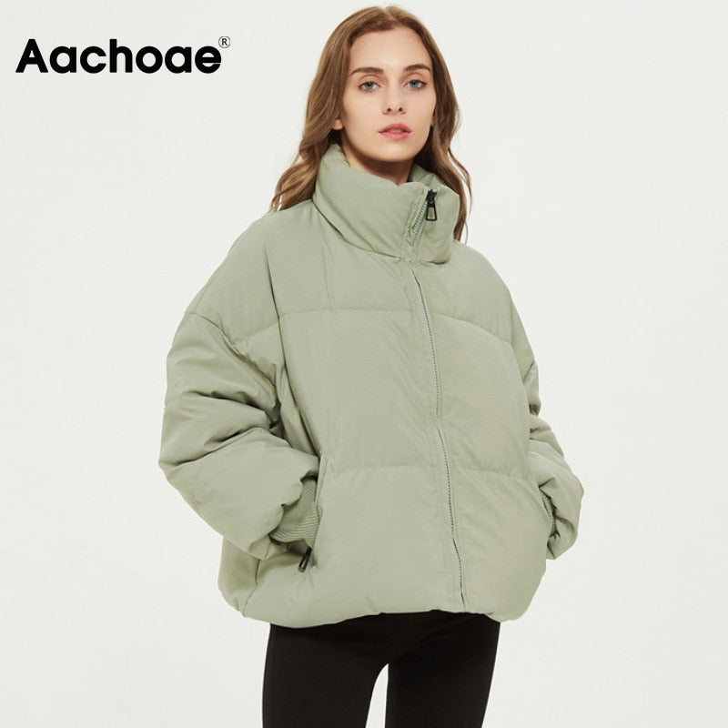 Christmas Gift Autumn Winter Women Fashion Thick Warm Padded Parkas Coats Female Long Sleeve Pockets Coat Chic Elegant Outerwear Tops