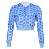 Cute Y2K Pink Velet Hoodies Long Sleeve Cropped Kawaii Pink Heart  90s Women's Vintage Sweatshirts Svitushot Zip Up Top 2021