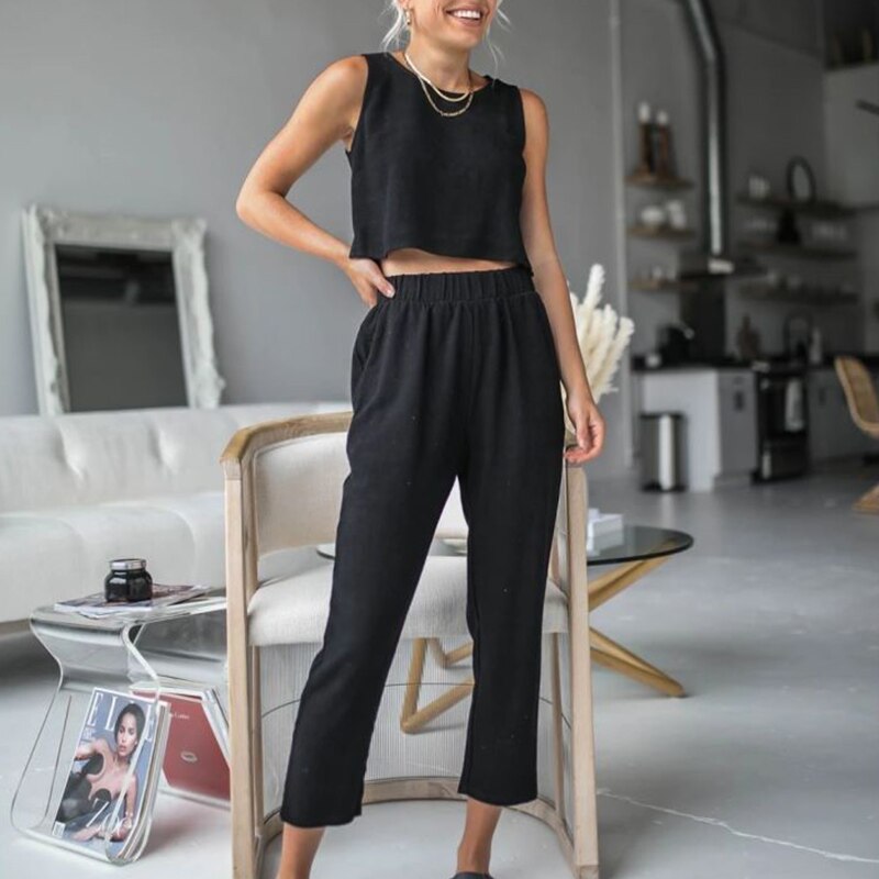 Kukombo 2 Piece Outfits For Women Solid Outfit Casual Trousers Suit Ropa De Mujer 2023 Streetwear Conjunto Femenino Summer Joggers Set