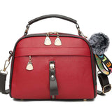 Hairball Tassel Messenger Shoulder Bag For Women PU Leather Handbag Lady Boston Hairball Messenger Crossbody Totes Bag