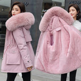 Kukombo 2024 New Winter Jacket Warm Fur Collar Thick Overcoat Fashion Long Hooded Parkas Women's Jacket Clothing Female Snow Wear Coat