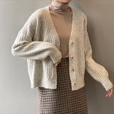 Kukombo Cardigan Women 2022 Spring Sweater Hollow Out Korean Fashion V-Neck Knitted Clothes Purple Long Sleeve Soft Outwears
