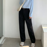 Kukombo Casual Pants Women Various Lengths All-Match Spring Loose Empire Ins Simple College Mujer Solid Trousers Baggy Fashion Classic