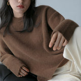 Christmas Gift Hirsionsan Winter Oversized Sweater Women 2021 Elegant Knitted Basic Pullovers O Neck Loose Soft Female Cashmere Jumper