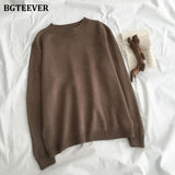 Christmas Gift BGTEEVER New Autumn Winter Basic Knitted Sweater for Women Casual O-neck Loose Solid Female Pullovers Jumpers 2021 Knitting Tops