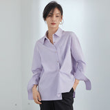 Christmas Gift FANSILANEN Multicolor Office Lady Casual Blouse Shirt Women Solid Long Sleeve Button Up Shirt Spring Female Elegant White Top