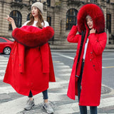 Christmas Gift 2021 New Women Winter Jacket Long Coat Casual Parkas Removable Fur Lining Hooded Parka Cotton Thicken Warm Jacket Mujer Coats