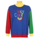 Rainbow Letter Print Oversize Hoodies Women Color Patchwork Long Sleeve Pullove Streetwear Autumn Aesthetic Sweatshirt