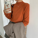 Christmas Gift Turtleneck Knitted Sweater Woman Korean Long-sleeved Loose Solid Sweater Women Simple Slim Base Pullover Women's Sweater 2021