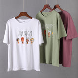 Christmas Gift Hirsionsan Gothic Character Printed T Shirt Women Harajuku Soft Summer Cotton Tshirt Korean Loose Tees Ins Casual Female Tops