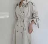 Christmas Gift British Double Breasted Oversized Long Trench Coat Women Fashion Windbreaker Female Turn-down Collar Long Overcoat Vintage Cloth