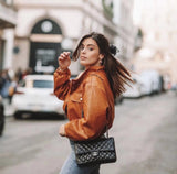 Kukombo Autumn Spring Solid Casual Jacket Women Female Chic Long Sleeve PU Leather Jacket With Quilted Lining Cropped Coat Outwear