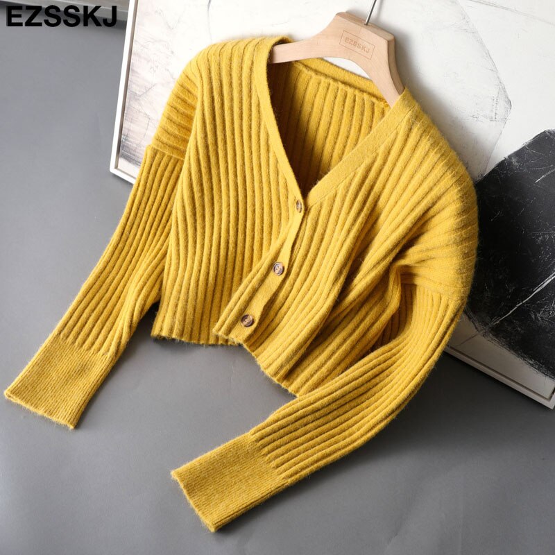 Christmas Gift cashmere croped v-NECK Sweater Cardigans Women Autumn winter Casual  batwing Sleeve Sweater For women Female Chic Jumpers