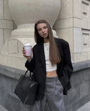 Kukombo Vintage Loose Suit Outerwear Women Suit Jacket Spring Autumn Female Jackets Elegant Chic Single-Button Femme Blazer Coat