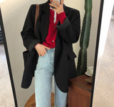 Kukombo Christmas Gift Chic Loose Light Green Women Blazer Summer One Button Female Suit Jacket Full Sleeve Outwear blaser femme
